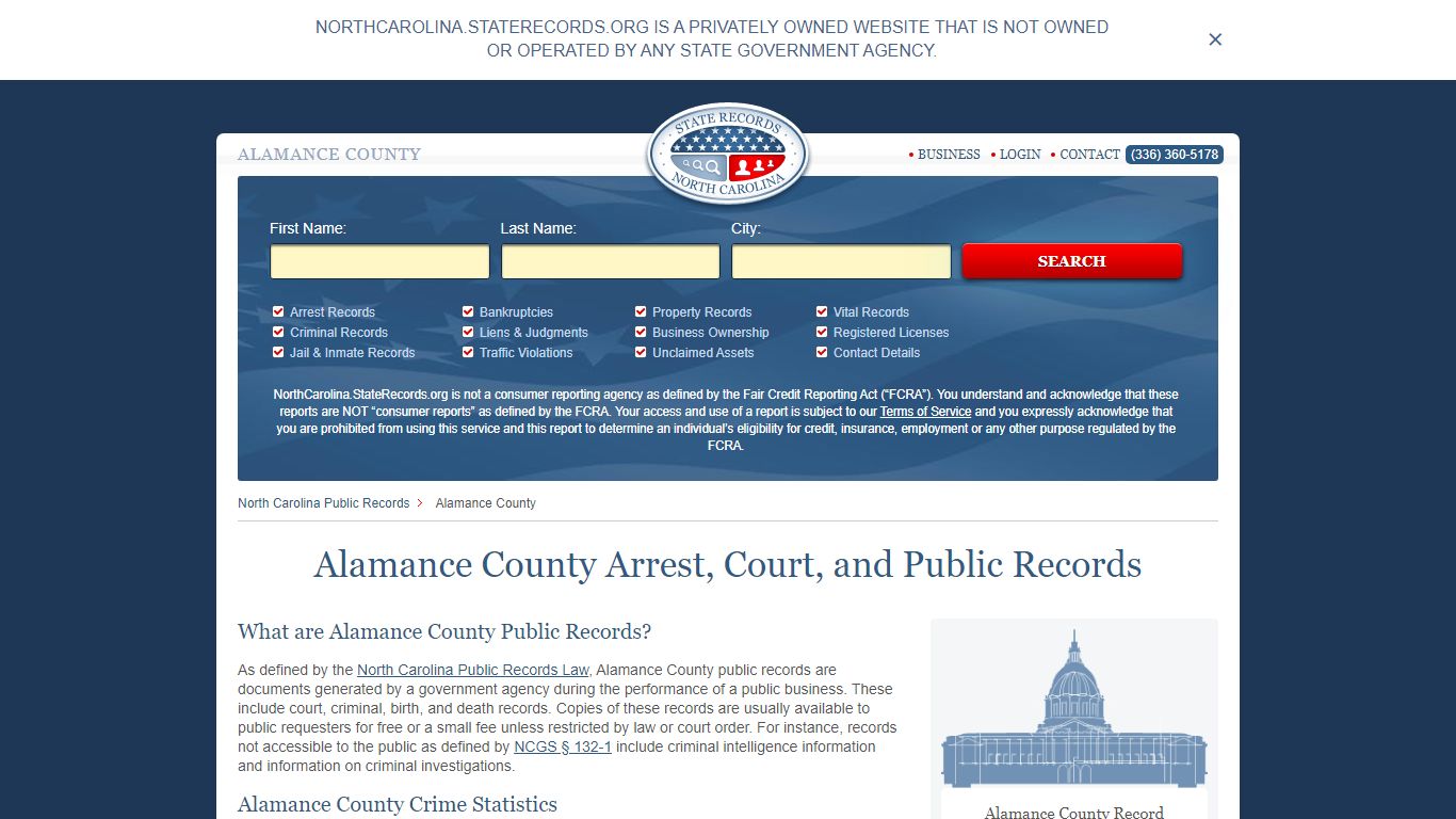 Alamance County Arrest, Court, and Public Records